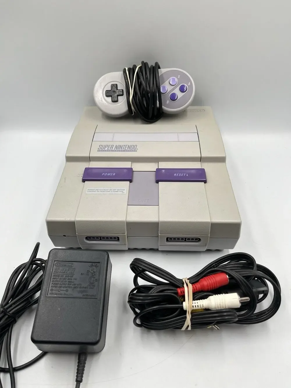 Super Nintendo Entertainment System SNES Console SNS-001 OEM Controller + Cords